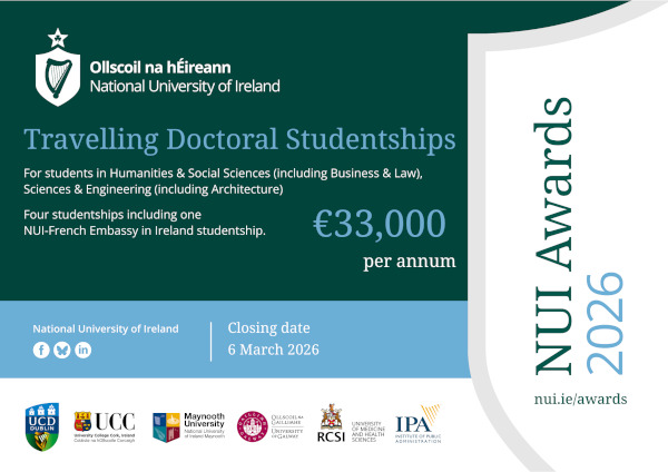 NUI Travelling Doctoral Studentships 2026 information image